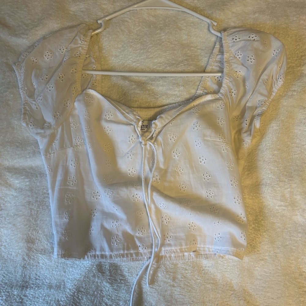 Hollister white cropped top